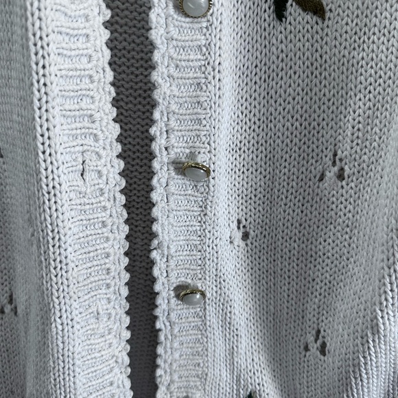 Capacity Petites Cottage Core FloralSweater M Vintage Red Pink Rose Cardigan - Picture 2 of 16